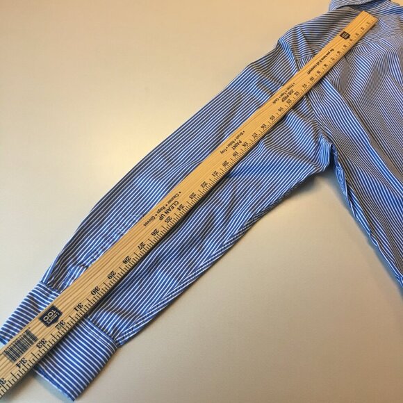 American Eagle Button Up Shirt Mens Large Blue White Stripe Vintage Fit - Picture 13 of 13